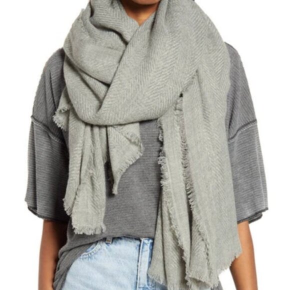 Nordstrom Treasure Bond Herringbone Burlap Scarf Light Grey Heather Rectangle - Picture 1 of 13